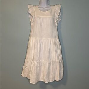 NWOT J Crew Factory 100% Cotton Pure White Gauze Mini Dress, Size 4